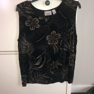 Chico’s travelers black floral patterned tank